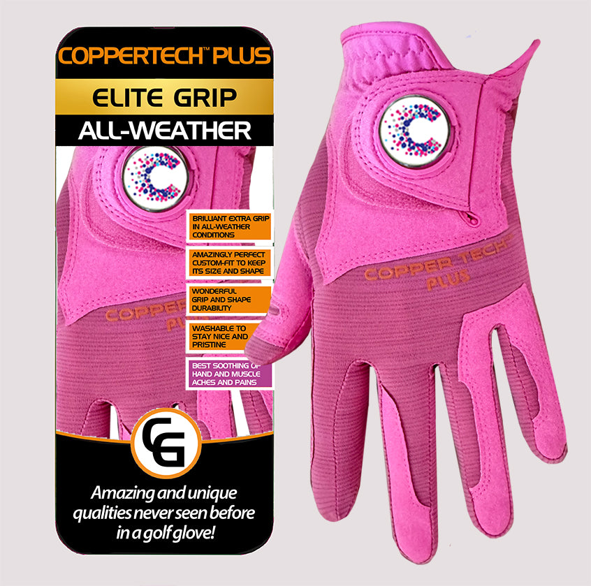 CANCER RESEARCH UK COPPERTECH PLUS ALL-WEATHER ELITE GRIP PINK/PINK GLOVES