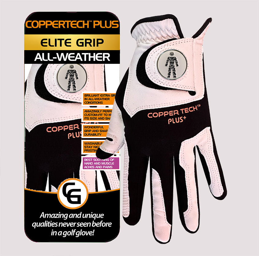 PROSTATE CANCER UK COPPERTECH PLUS ALL-WEATHER ELITE GRIP WHITE/BLACK GLOVES
