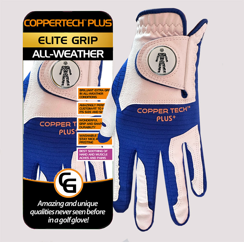 PROSTATE CANCER UK COPPERTECH PLUS ALL-WEATHER ELITE GRIP WHITE/ROYAL BLUE GLOVES