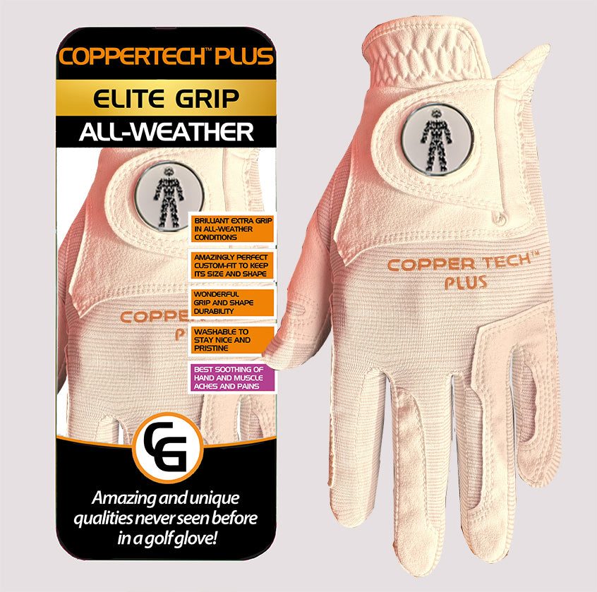 PROSTATE CANCER UK COPPERTECH PLUS ALL-WEATHER ELITE GRIP WHITE/WHITE GLOVES