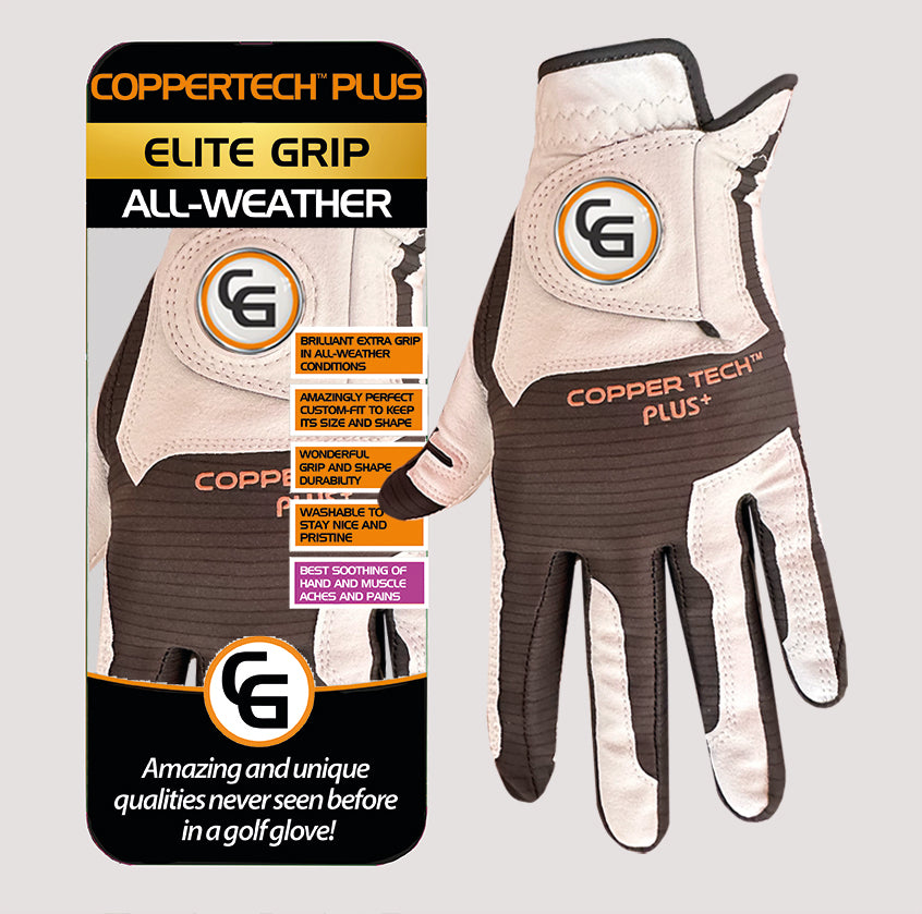 COPPERTECH PLUS ELITE GRIP ALL-WEATHER WHITE/GREY GOLF GLOVES