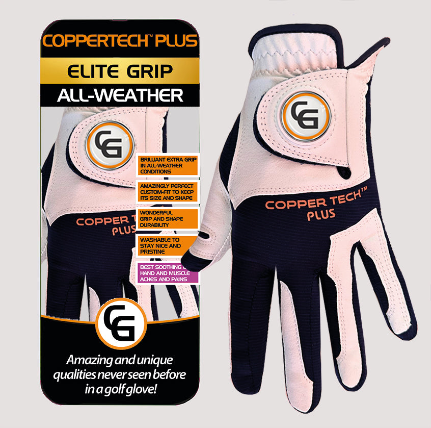 COPPERTECH PLUS ELITE GRIP ALL-WEATHER WHITE/NAVY GOLF GLOVES
