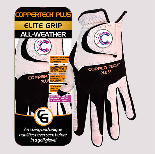 CANCER RESEARCH UK COPPERTECH PLUS ALL-WEATHER ELITE GRIP WHITE/BLACK GLOVES