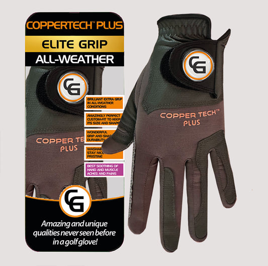 COPPERTECH PLUS ELITE GRIP ALL-WEATHER CHARCOAL/GREY GOLF GLOVES