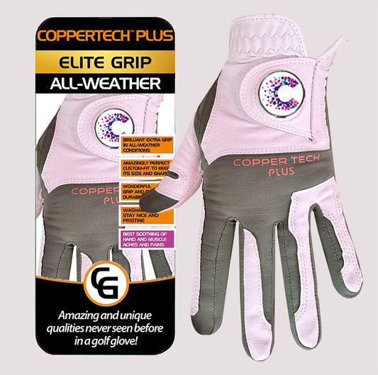 CANCER RESEARCH UK COPPERTECH PLUS ALL-WEATHER ELITE GRIP WHITE/GREEN GLOVES