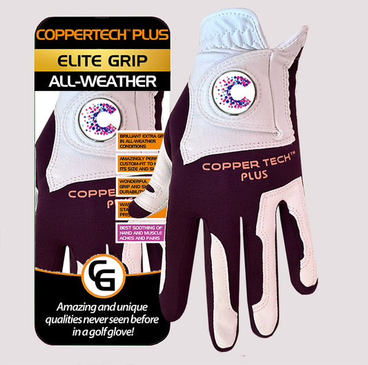 CANCER RESEARCH UK COPPERTECH PLUS ALL-WEATHER ELITE GRIP WHITE/PURPLE GLOVES