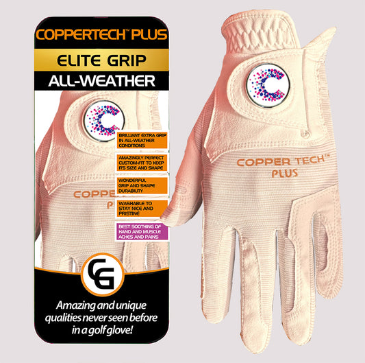 CANCER RESEARCH UK COPPERTECH PLUS ALL-WEATHER ELITE GRIP WHITE/WHITE GLOVES
