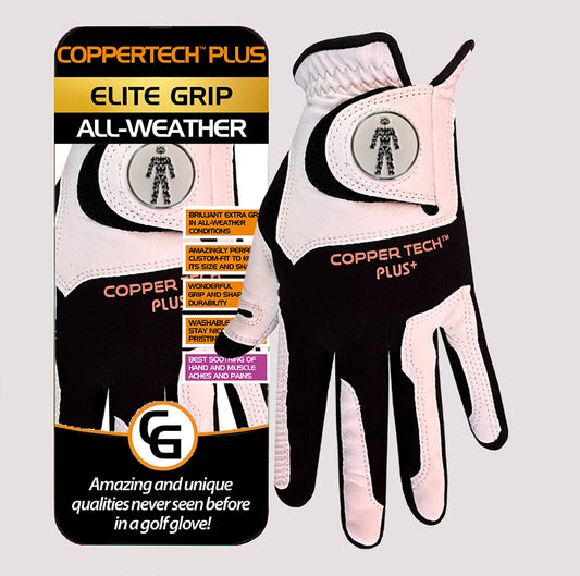 PROSTATE CANCER UK COPPERTECH PLUS ALL-WEATHER ELITE GRIP WHITE/BLACK GLOVES
