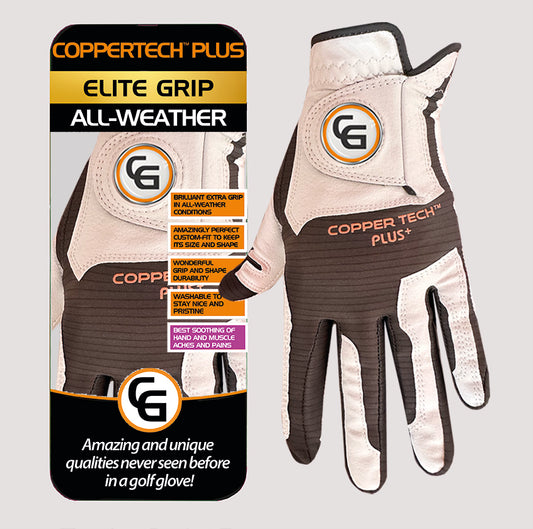 COPPERTECH PLUS ELITE GRIP ALL-WEATHER WHITE/GREY GOLF GLOVES